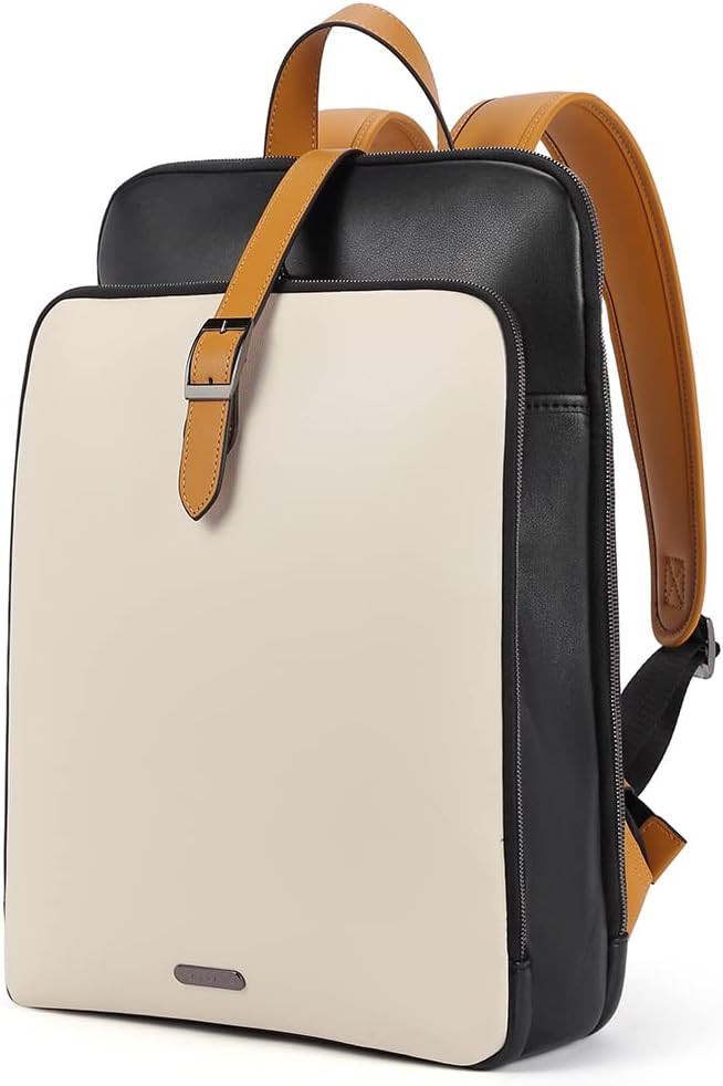 CLUCI Leather Backpack for Women, 15.6 inch Laptop Bag, Large Genuine Work Backpack Travel Back | Amazon (US)