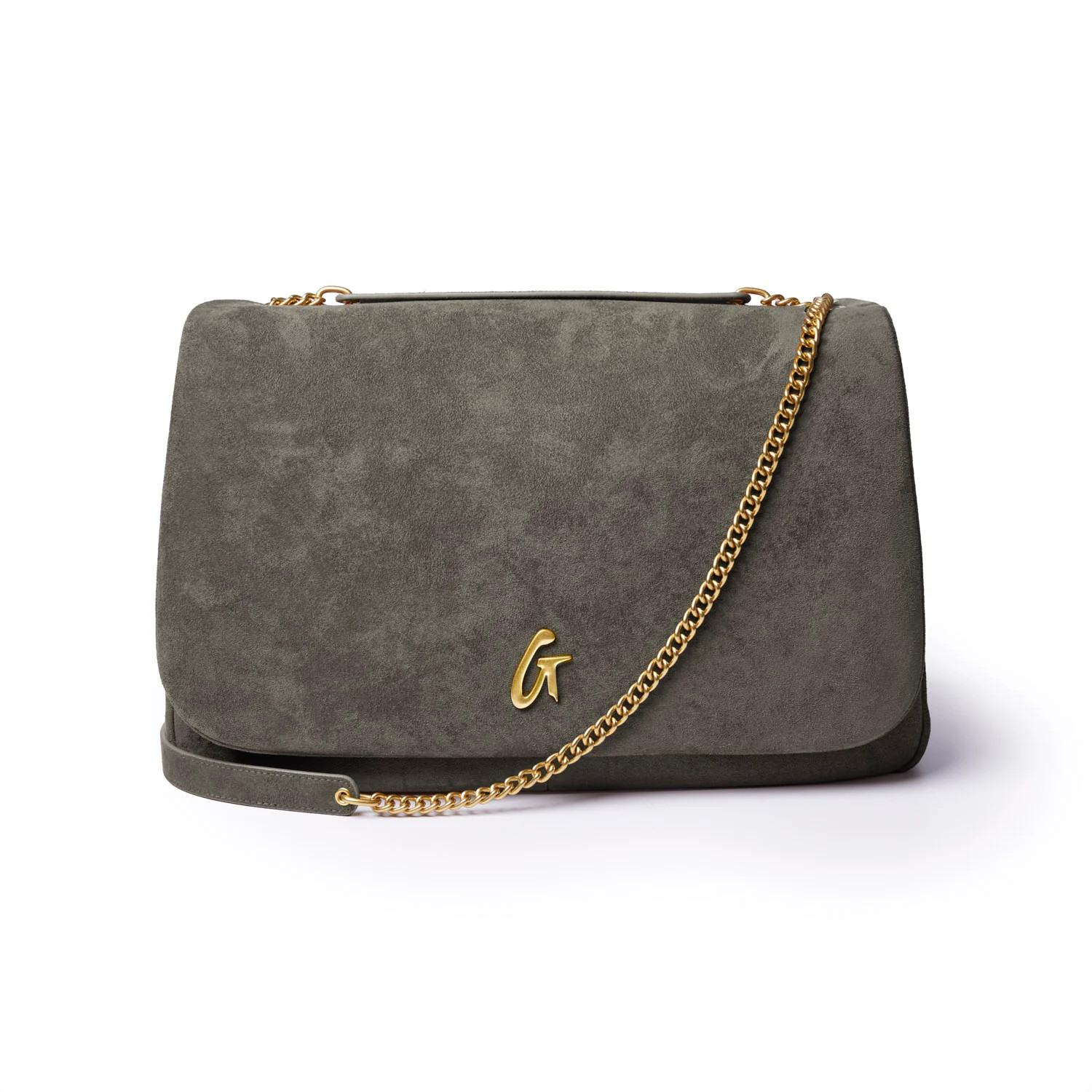 LARGE SUEDE FLAP BAG - OLIVE GREEN | Glam-Aholic Lifestyle