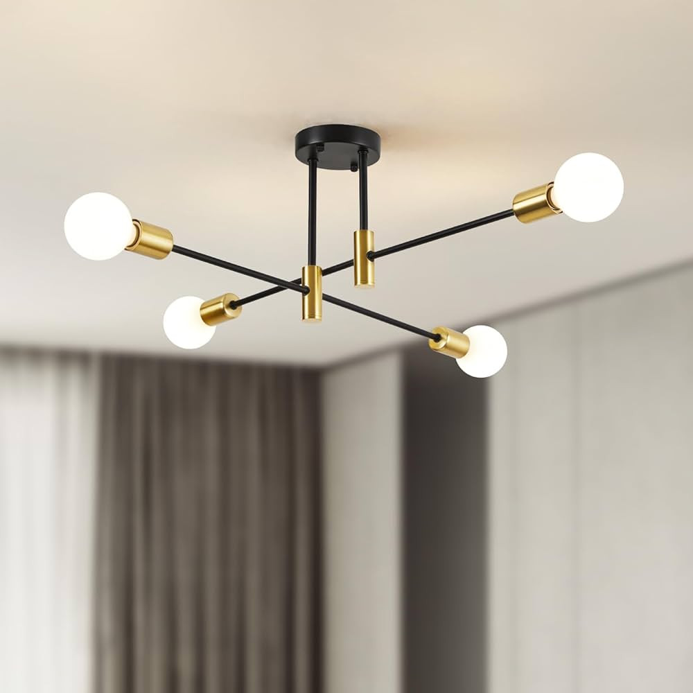 Sputnik Chandelier Ceiling Light Fixture 4-Light Semi Flush Mount, Modern Industrial Chandeliers ... | Amazon (US)