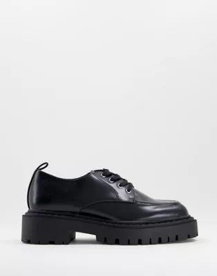 Monki Conny vegan chunky lace up shoe in black | ASOS (Global)