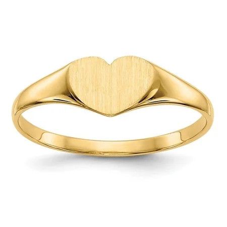 14k 6.0x7.5mm Closed Back Heart Signet Ring Size 6 | Walmart (US)