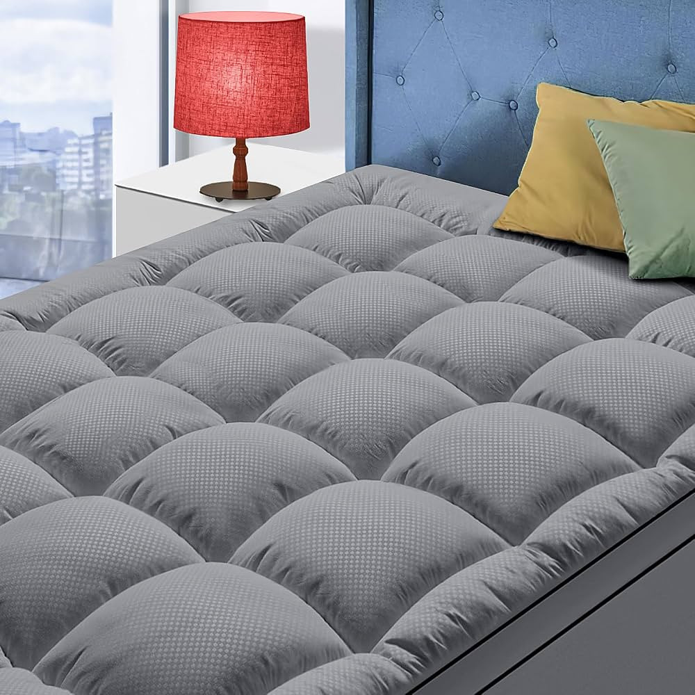 Extra Thick Twin Mattress Topper, 39"x75", Dark Grey, Breathable, Quilted Fitted, Deep Pocket, Ma... | Amazon (US)