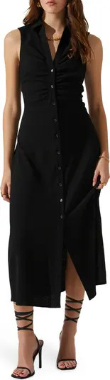 Ruched Back Cutout Midi Shirtdress | Nordstrom