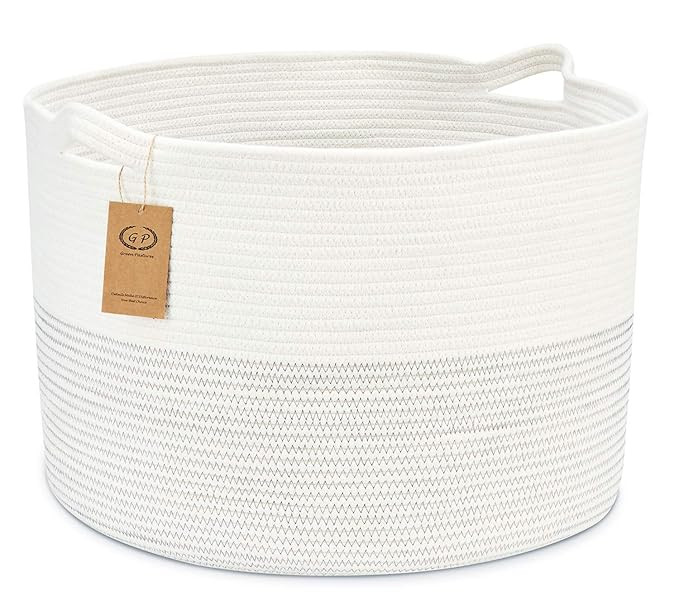 XXXL Cotton Rope Baskets 22 x 14 inches, Jumbo Woven Laundry Blanket Basket with Handles, Large S... | Amazon (US)