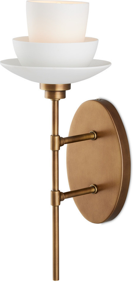 Etiquette Wall Sconce In Antique Brass and White | 1stopbedrooms