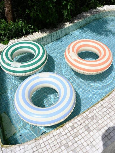 1pc Pool Accessories, Inflatable Pool Float, Striped Print Blue/Green/Orange Adult Summer Swimmin... | SHEIN