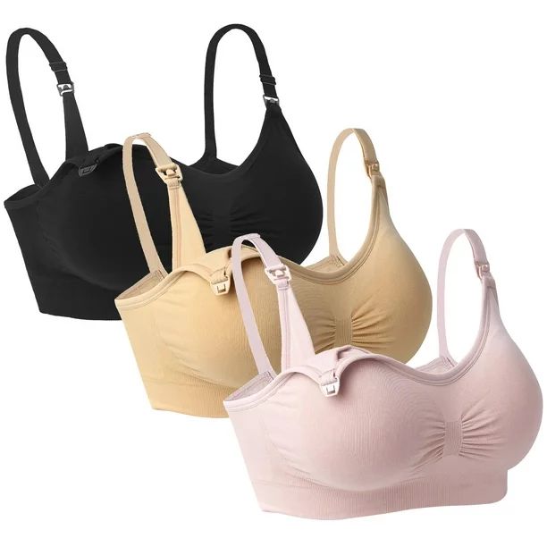 Ilovesia Womens 3Pcs Nursing Bra Nude+Black+Light Pink Size S Fit 32Bc 30Cd 34Ab 36Aa 36A | Walmart (US)