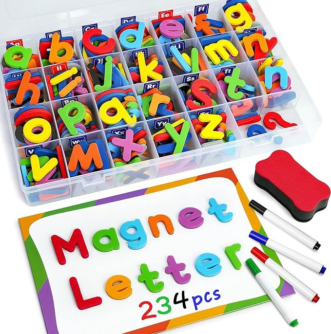 Coogam Magnetic Letters 234 Pcs, Uppercase Lowercase Foam Alphabet ABC Fridge Magnets, Educationa... | Amazon (US)
