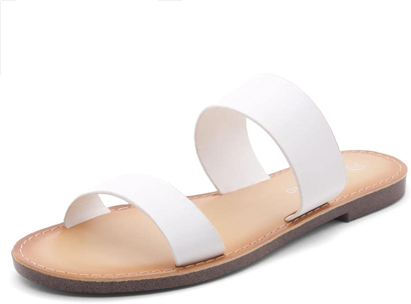 Shoe Land SL-Native Women's Open Toes Two-Strap Flat Sandals Classic Slip-On Slide Shoes | Amazon (US)