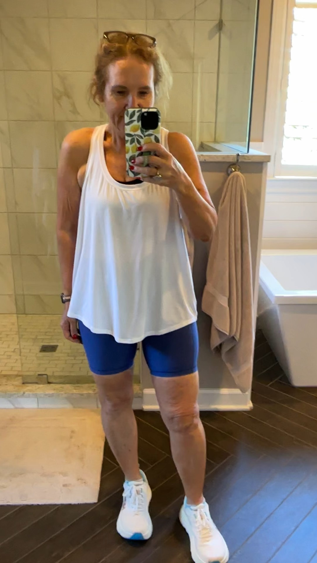 Athleta performance activewear.
Short size medium 
Top I size up to a large to get that extra flow 
Favorite jog bra comes in a wide range of cup sizes. Hooks in the back. Hook it pull it on over your head when you’re done with your workout unhook it and pull it forward so you’re not getting tangled up in a sweaty jog bra   brilliant 

These are my new hookers, just click on the link of the black shoe and select the color that you like

#LTKOver40 #LTKActive #LTKFindsUnder100