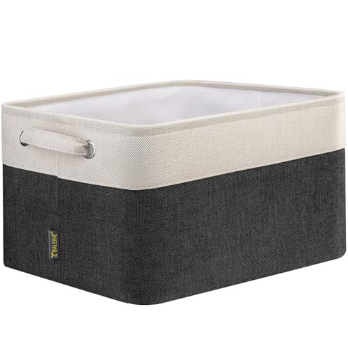 BALEINE 1 Pack Fabric Storage Bins for Shelves, Linen Storage Baskets for Organizing, Decorative Closet Bins for Clothes, Home (Black, 12"x8"x8") | Amazon (US)
