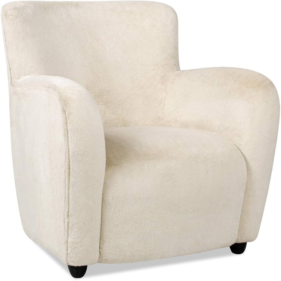 Jennifer Taylor Home Wolffe 32" Curved Arm Accent Chair Crème de la Crème White Faux Fur | Amazon (US)