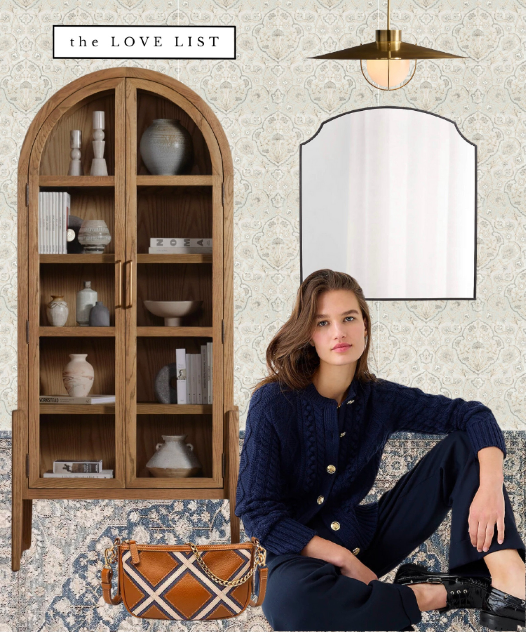 Fall home decor, fall outfit, fall sweater, entryway, living room decor // arch bookcase, vintage wallpaper, brass pendant, wall mirror, cable knit sweater, blue rug, Amazon find 

#LTKSeasonal #LTKFind #LTKhome