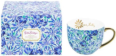 Lilly Pulitzer Gold Handle Ceramic Mug 12 Ounce Blue | Amazon (US)