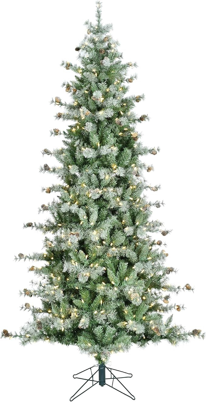 Fraser Hill Farm 7.5-Ft Buffalo Fir Slim Artificial Christmas Tree with Warm White LED Lights, Pr... | Amazon (US)