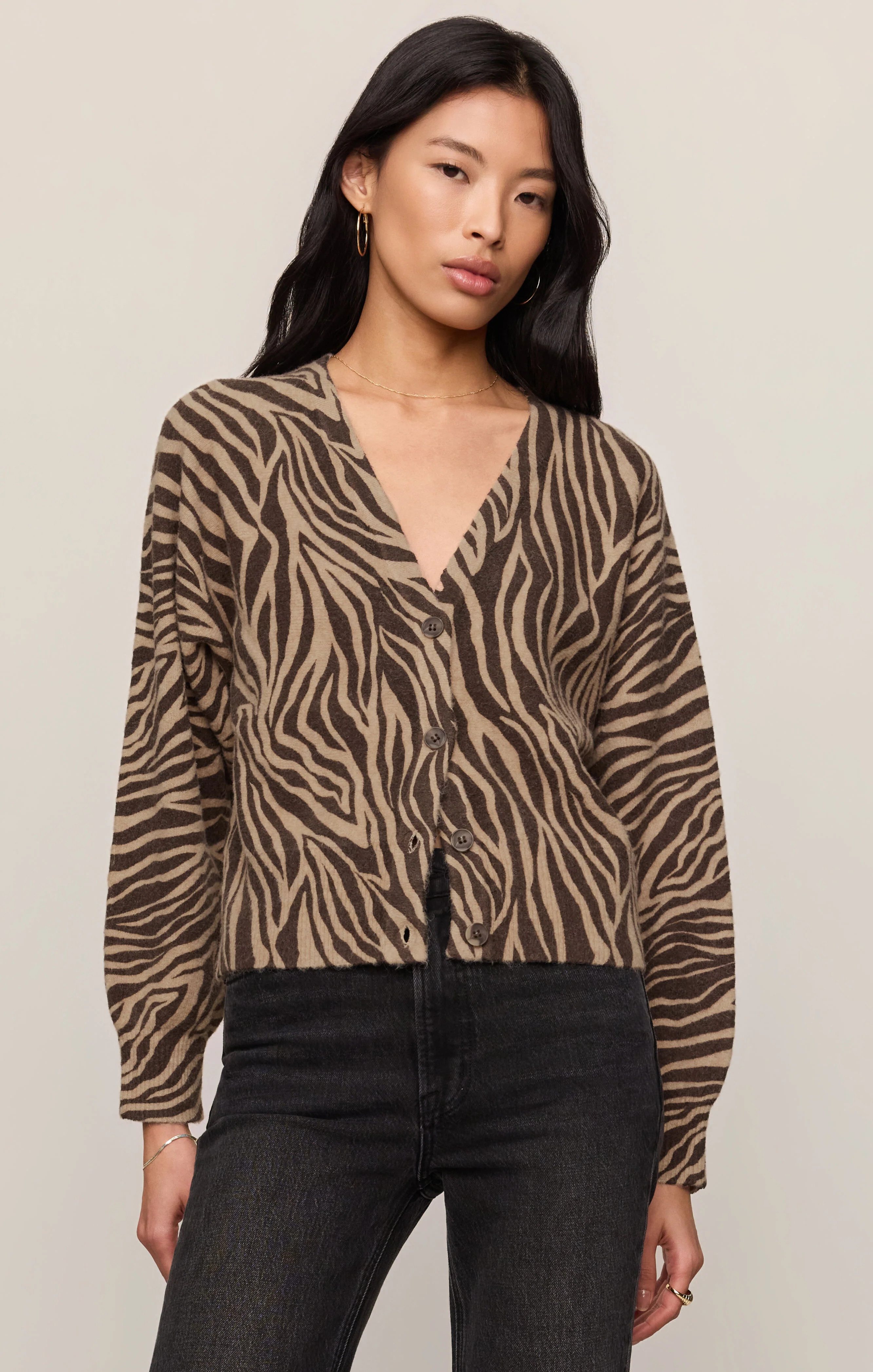 All The Wild Zebra Cardigan Dark Chocolate / X Large | Z Supply