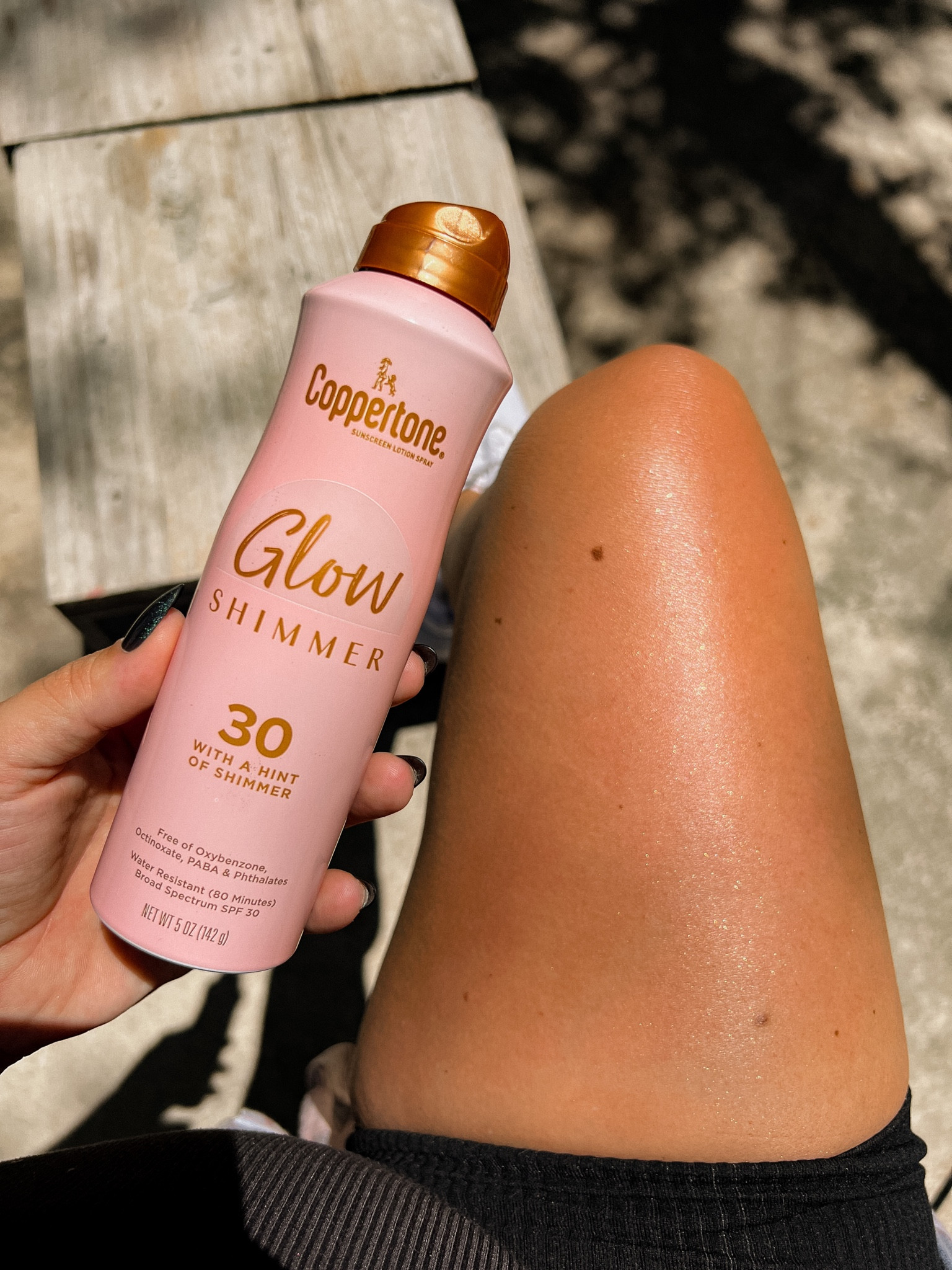 Shimmer and glow sunscreen body spray. 

#LTKbeauty #LTKSeasonal #LTKstyletip