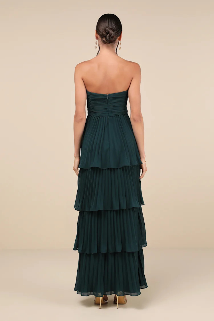 Seriously Sensational Emerald Strapless Tiered Maxi Dress | Lulus