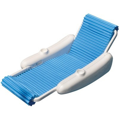 Swim Central Rippled Float Sunchaser Swimming Pool Lounge Chair - 66" - White and Blue | Target