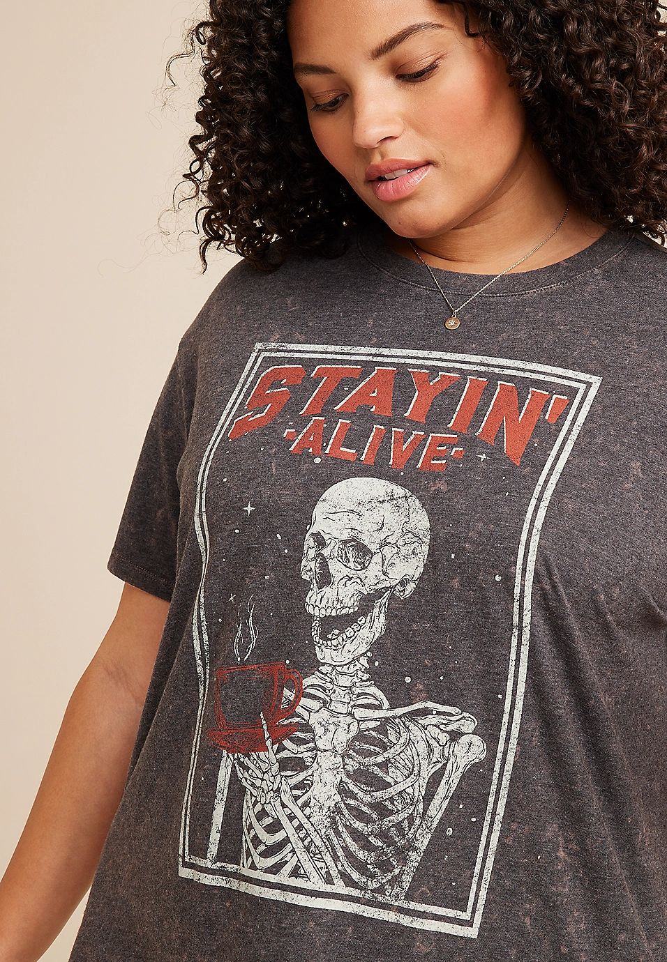 Plus Size Stayin Alive Halloween Graphic Tee | Maurices