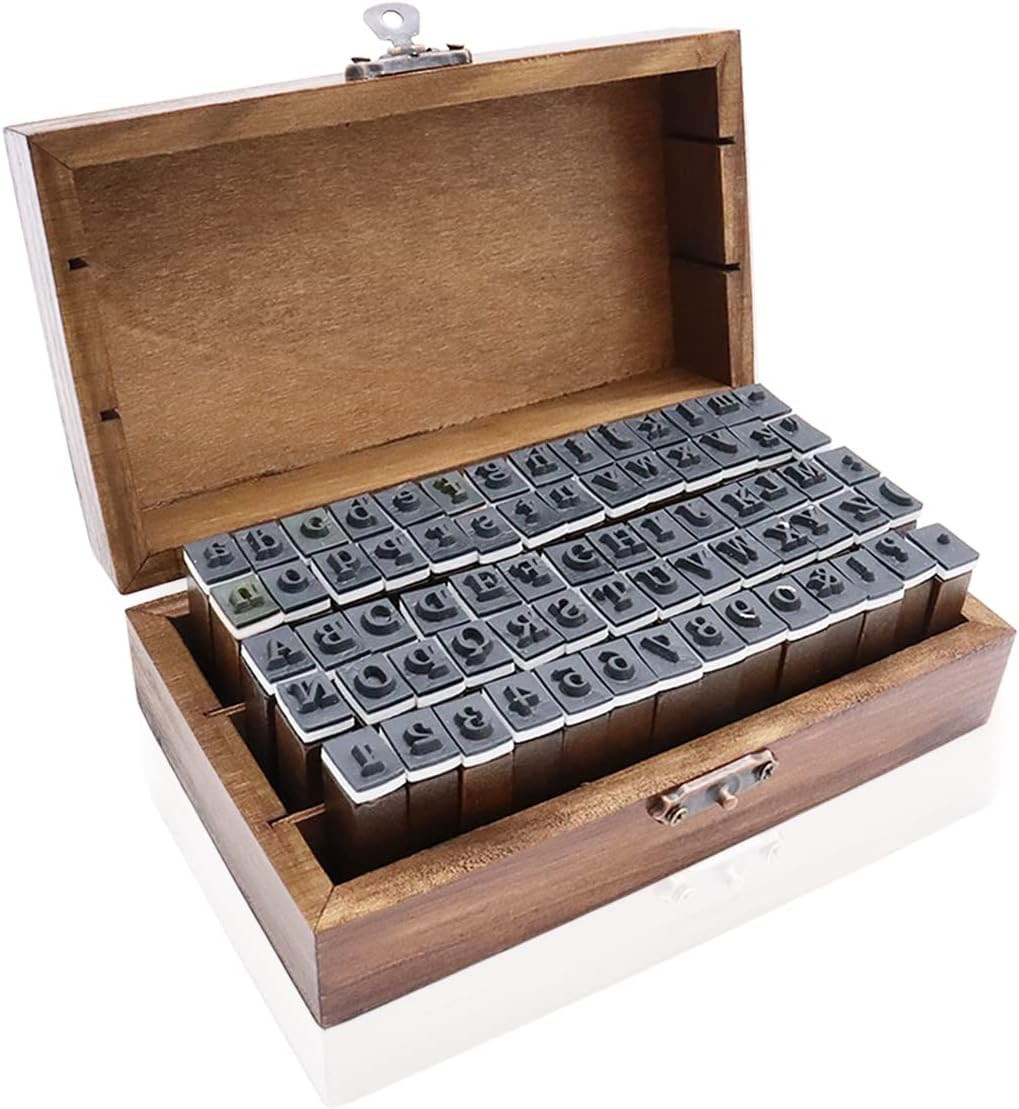 70Pcs Wooden Rubber Alphabet Letter Number Stamps, Rectangular, Capital & Lower Case, DIY Craft C... | Amazon (US)