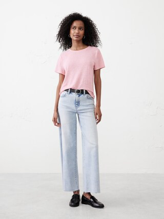 Linen-Blend Crew-Neck Top | Banana Republic Factory