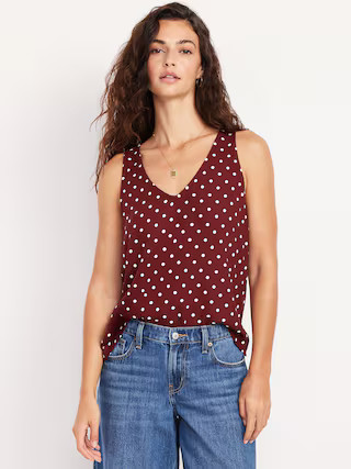 Sleeveless V-Neck Crepe Top | Old Navy (US)