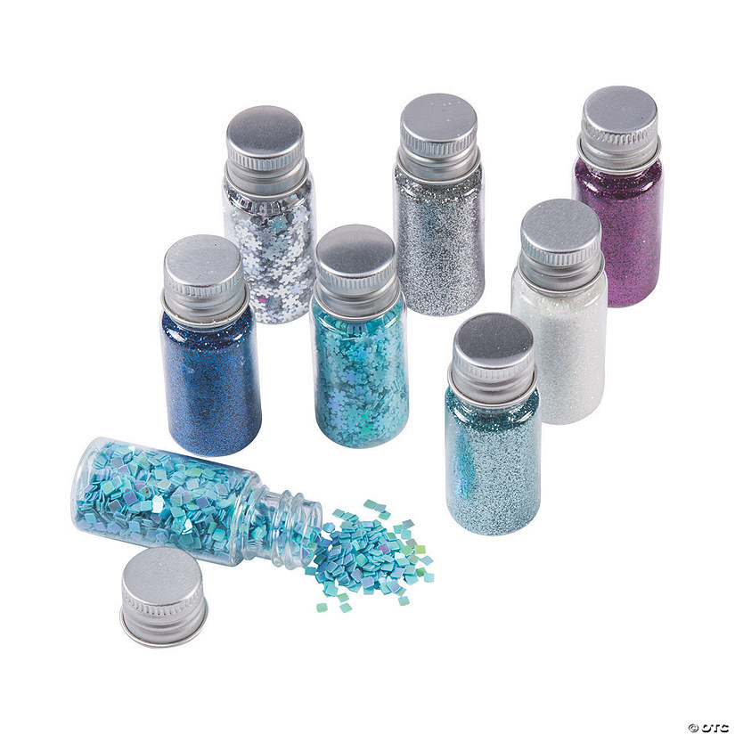 Winter Glitter Assortment in Jars - 8 Pc. | Oriental Trading Company
