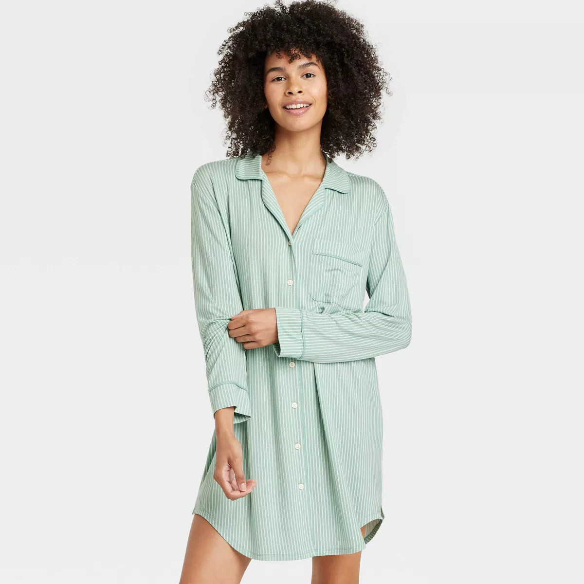 Women's Cloud Knit Notch Collar Long Sleeve NightGown - Auden™ | Target