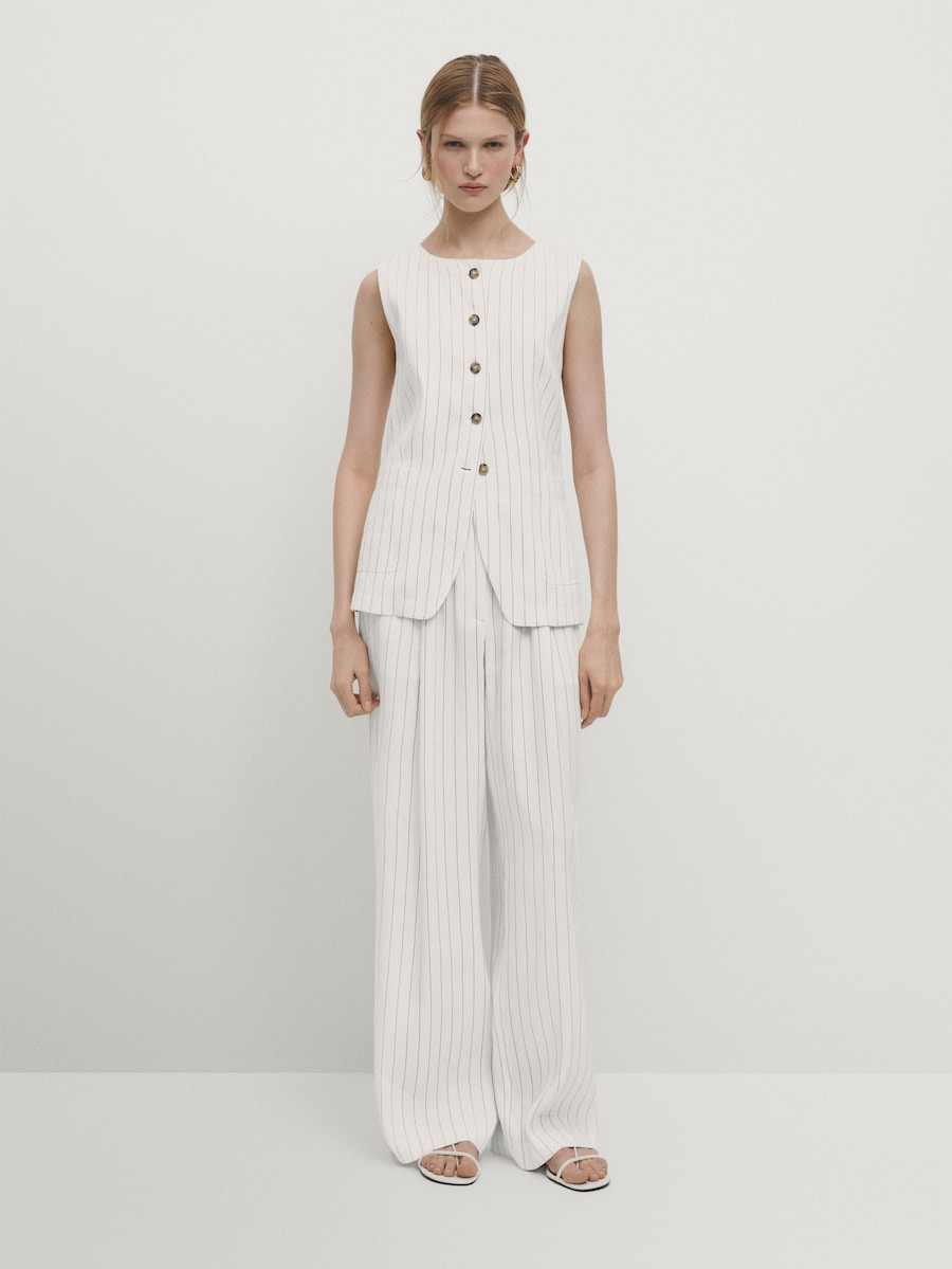 Suit waistcoat with contrast stripes | Massimo Dutti US