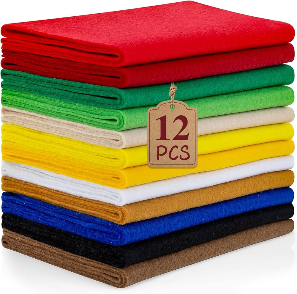 12 Rolls 8"x35"(20.5x90cm) 1.4mm Thick Soft Felt Fabric Sheet 12 Assorted Colors Felt Pack for DI... | Amazon (US)