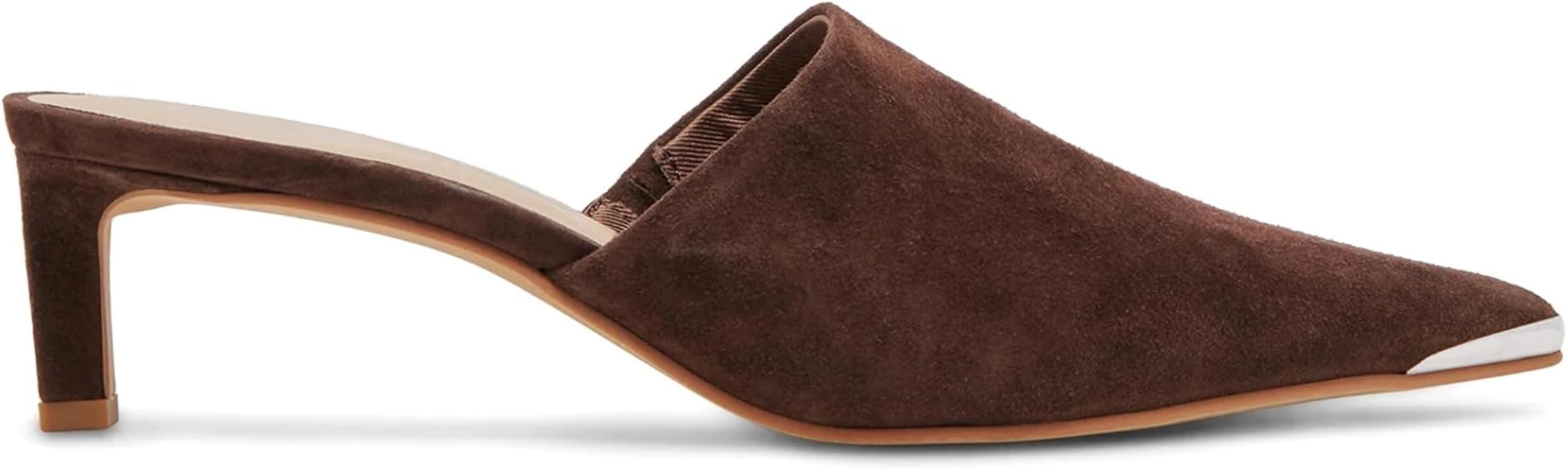 Cow Print Kitten Heels for Women Low Heel Closed Pointed Toe Mules Backless Slip On Pumps Shoes | Amazon (US)