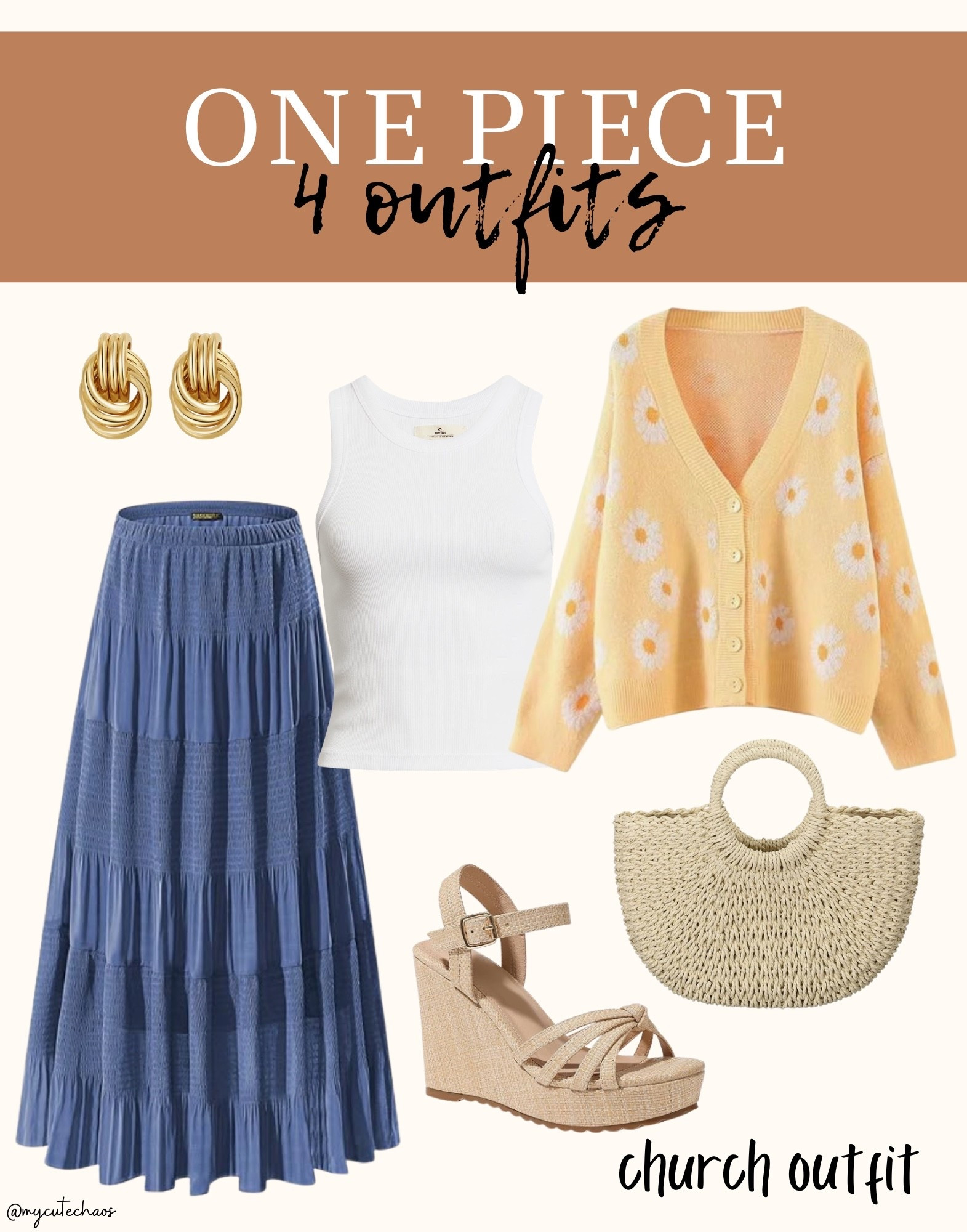 Church outfit, Sunday style
Spring style, spring wedding guest
Wedding guest outfit
Spring skirt, spring sweater
Summer skirt, summer sweater
White tank top, basic white tank top
Rattan bag, rattan purse, straw purse, gold earrings, wedge heels, summer heels, spring heels

#LTKootd #LTKWedding