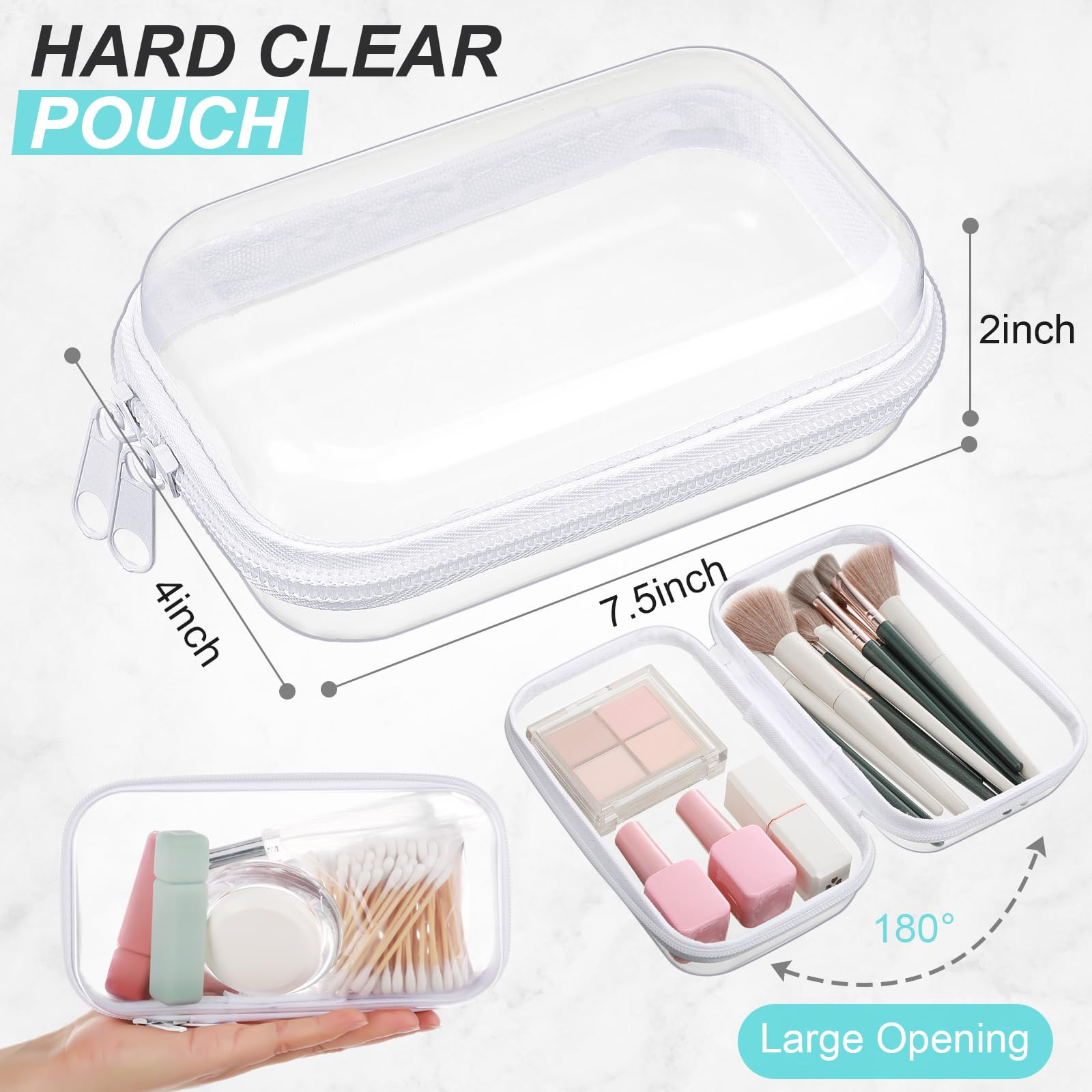 Hoolerry 3 Pcs Clear Hard Zipper Case Plastic Pouch Transparent Hard Case Clear Makeup Bag Portab... | Amazon (US)
