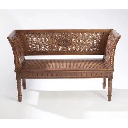 AA Importing 2 Seats Handwoven Cane Back Wood Entryway Bench | Perigold | Wayfair North America