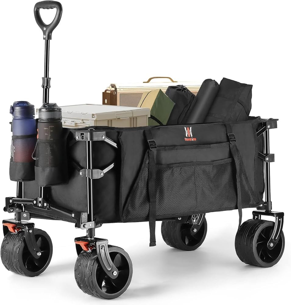 Navatiee Collapsible Folding Wagon, Beach Wagon Cart Heavy Duty Foldable with Big Wheels, Utility... | Amazon (US)