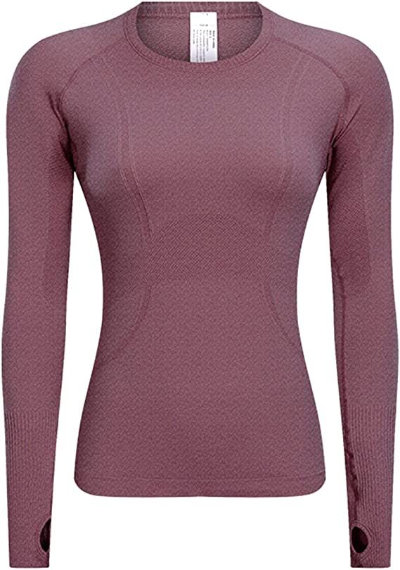 LUYAA Women's Workout Tops Long Sleeve Shirts Yoga Sports Breathable Gym Athletic Top Slim Fit   ... | Amazon (US)