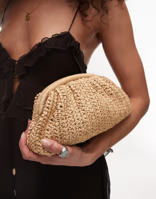 Mango raffia clutch bag in light beige | ASOS | ASOS (Global)