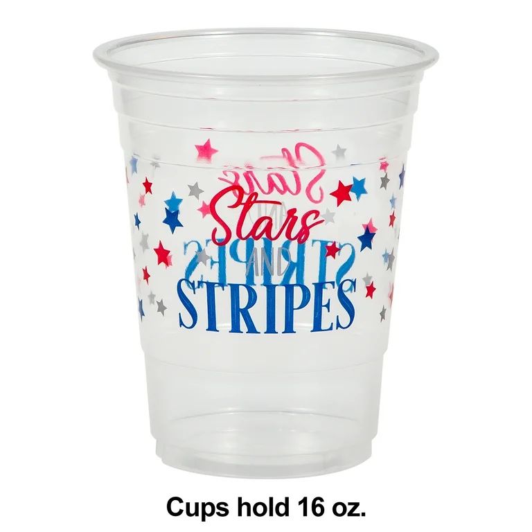 Stars and Stripes Plastic Cups 16 Ounces, 6 Count by Way to Celebrate | Walmart (US)