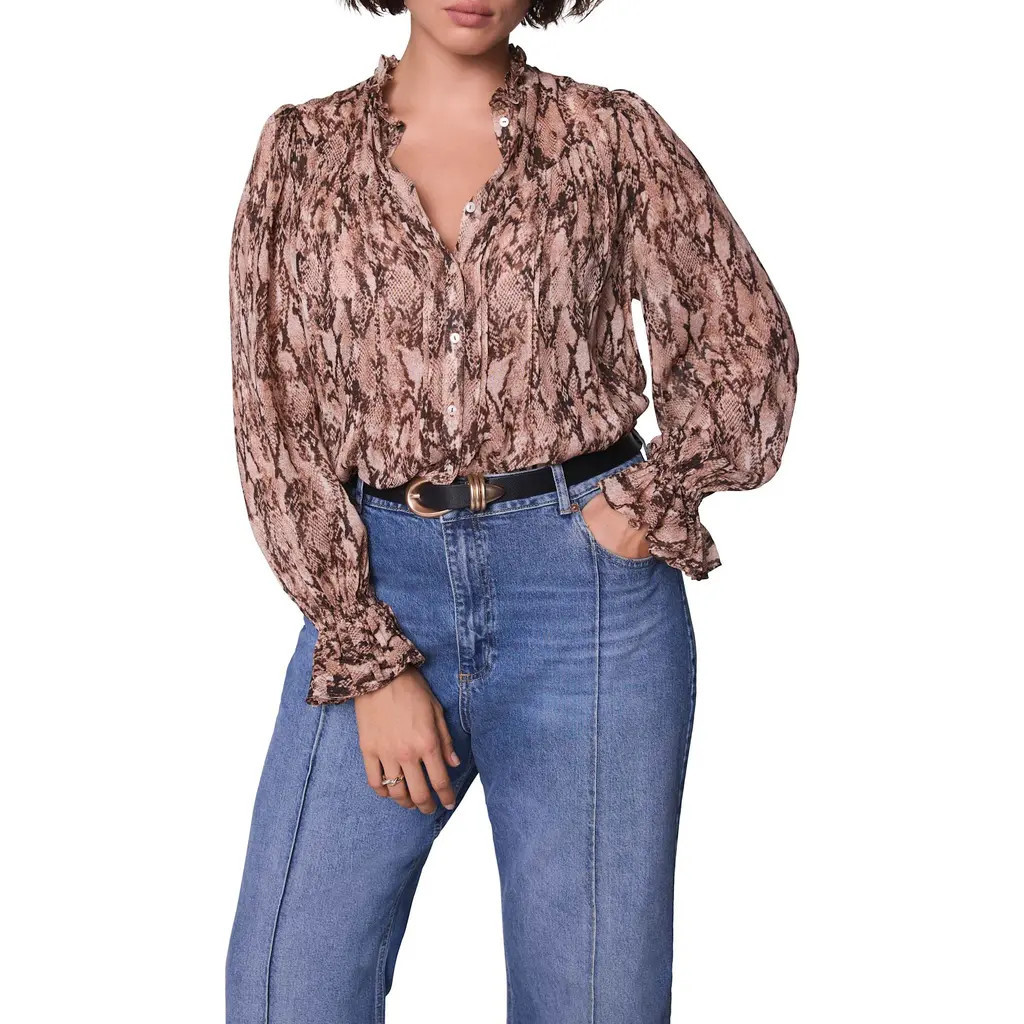 MINT VELVET Snake Print Blouse in Brown at Nordstrom, Size X-Large | Nordstrom