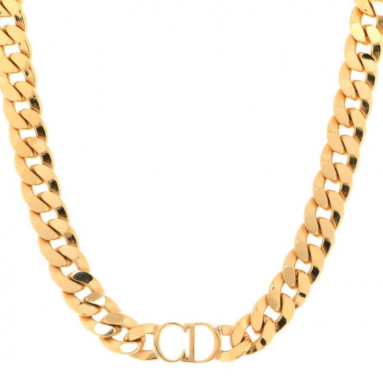 CHRISTIAN DIOR Metal Danseuse Etoile Chain Choker Necklace Gold | Fashionphile