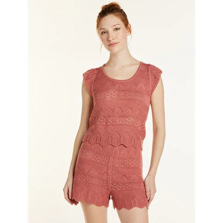 No Boundaries Juniors’ Crochet Top and Shorts Set, 2-Piece, Sizes XS-XXXL - Walmart.com | Walmart (US)