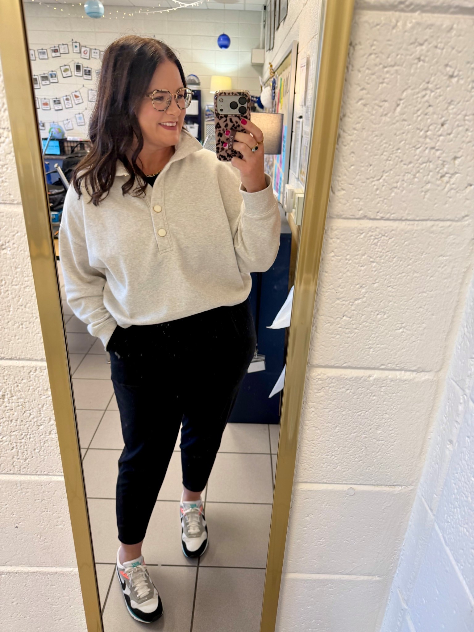 Upgrade your sweatshirt game with this top from @walmart // So, so soft and comfy! Love the pearl buttons and collar.