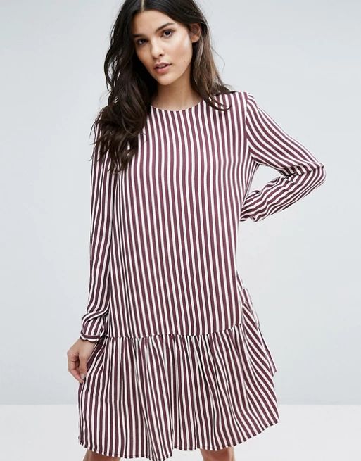 Selected Femme Striped Dropped Waist Dress | ASOS US