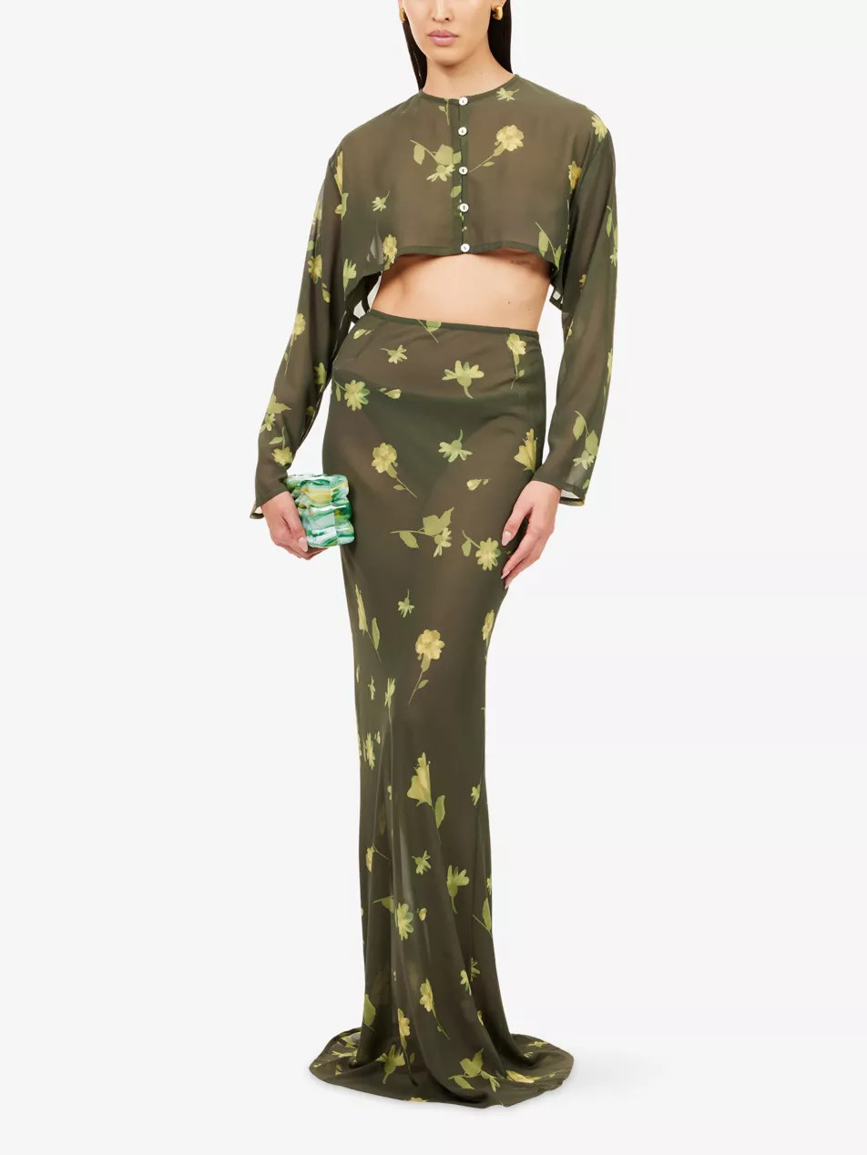 Floral-Print Sheer Maxi Skirt | Selfridges