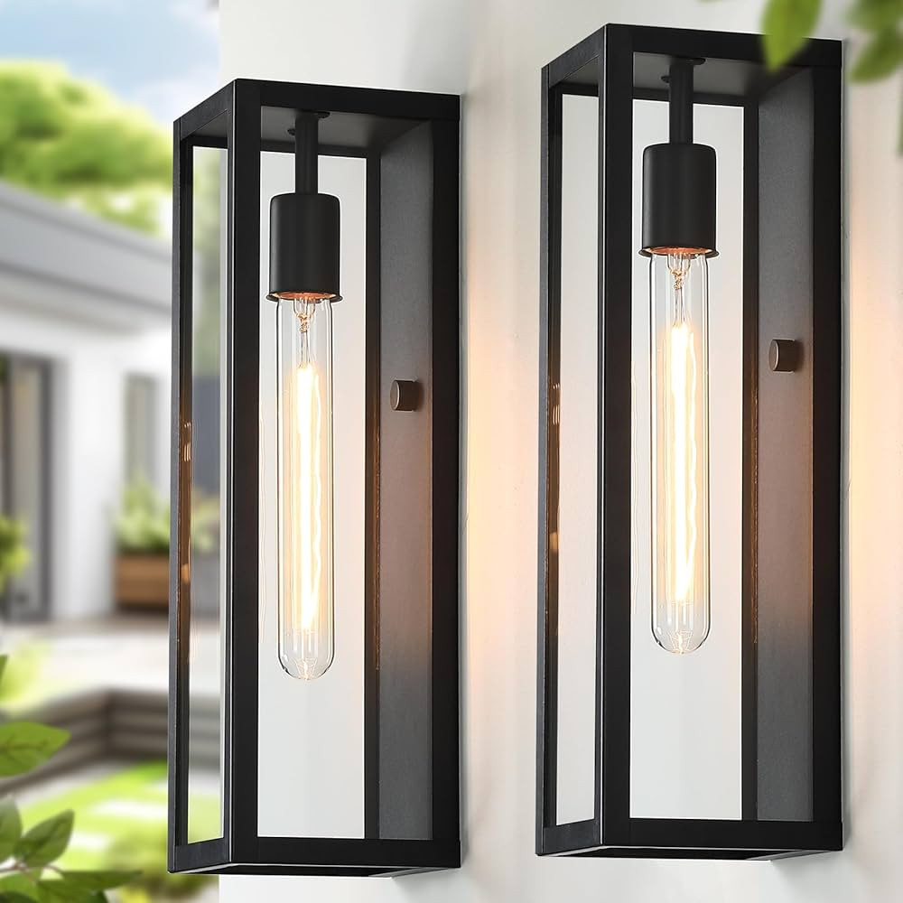 Extra Large Outdoor Exterior Wall Lighting Fixtures 2-Pack, 15.8'' Waterproof Matte Black Front P... | Amazon (US)