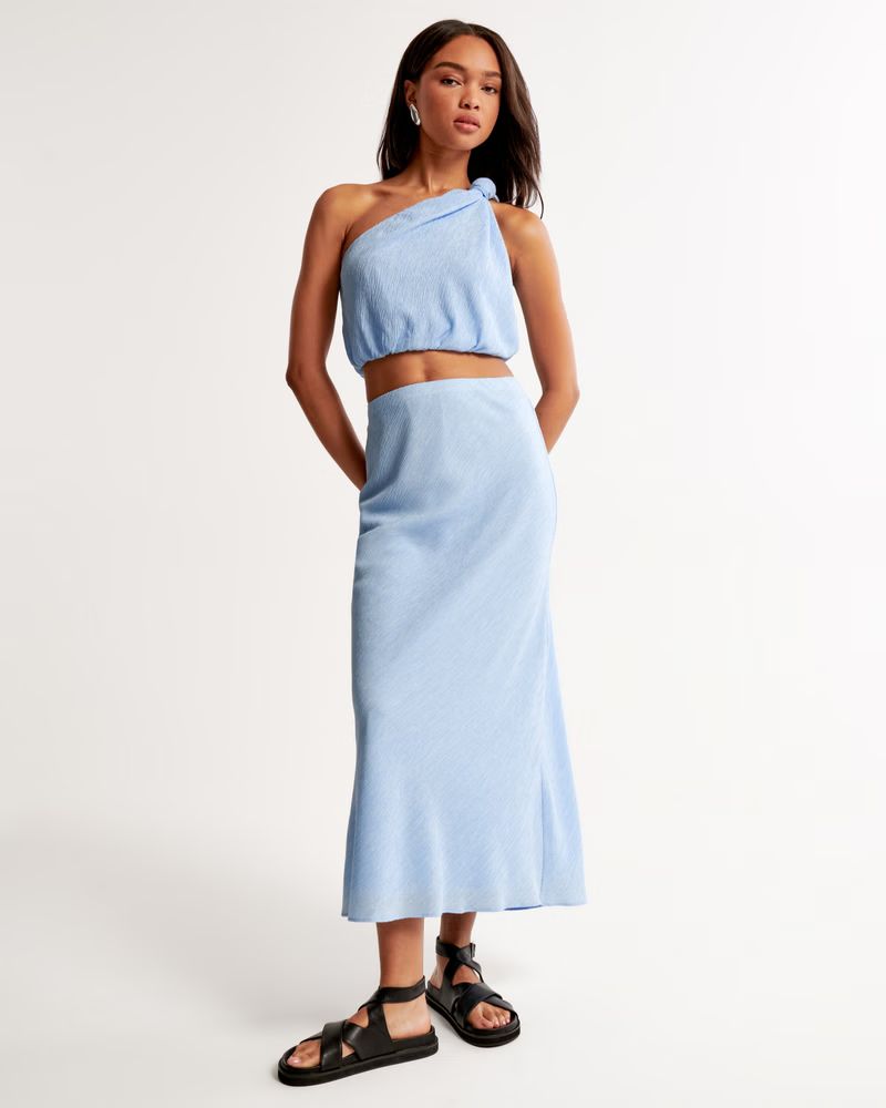 Crinkle Textured Column Maxi Skirt | Abercrombie & Fitch (UK)