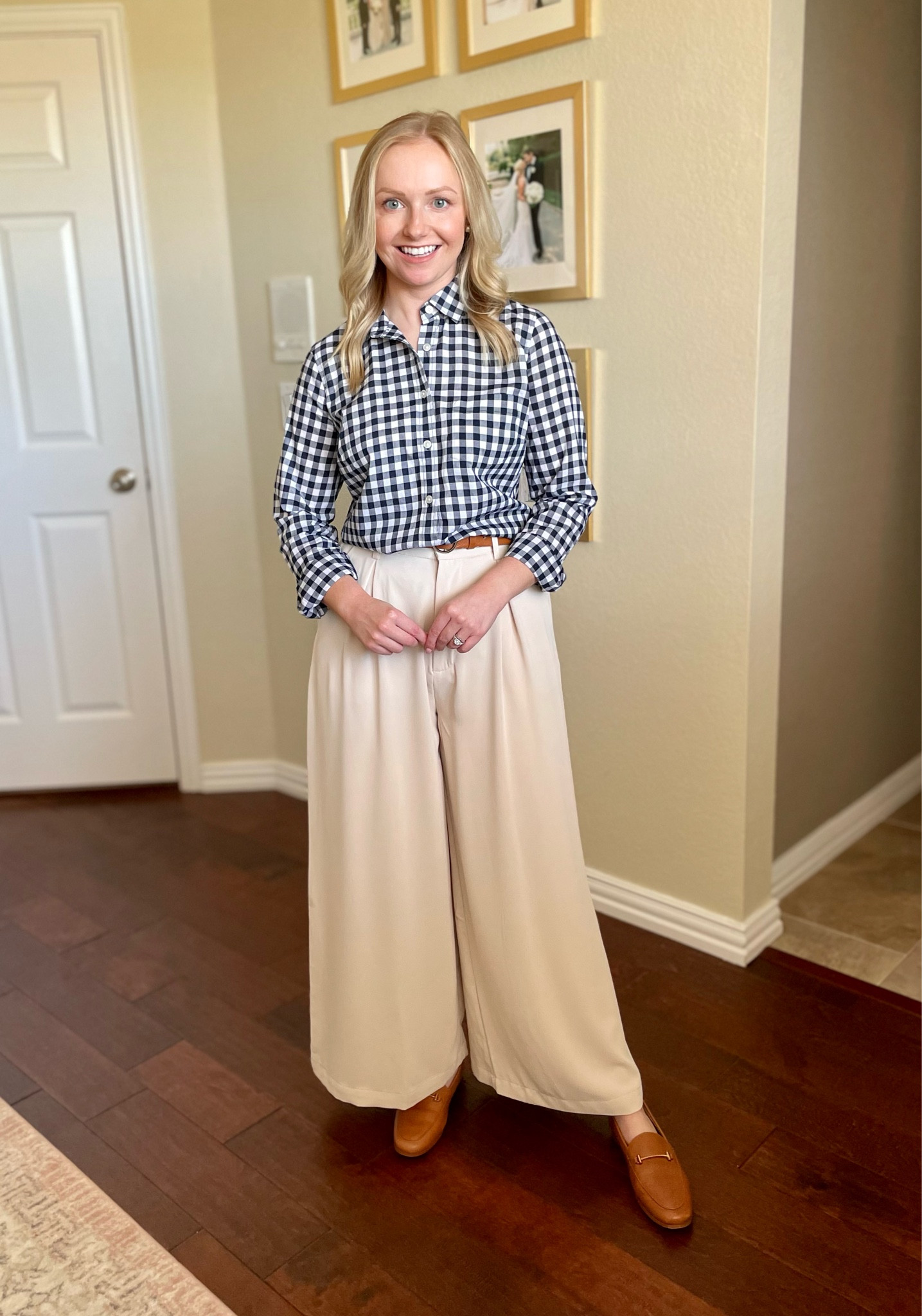 Wearing an XS in top and S short in pants | workwear, spring workwear, gingham shirt, trousers 

#LTKSeasonal #LTKworkwear #LTKFind