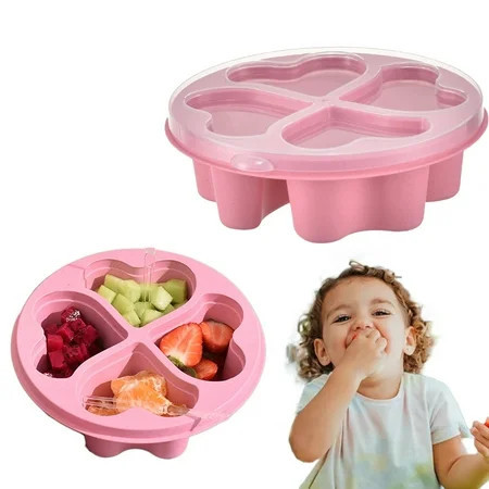 Heart Shaped Snack Box, Portable Candy Storage, Four Compartments + Straw Lid, Young Age Academy Treats, Party Favors, Fresh Food Carrier, Travel Friendly Akmoler | Pink | Walmart (US)