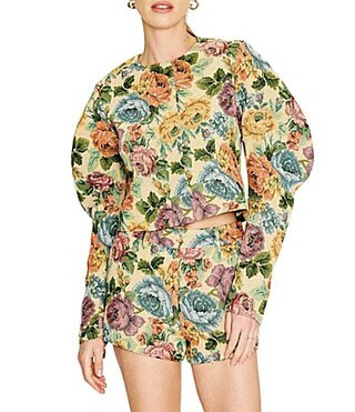 Line and Dot Cambria Tapestry Floral Printed Long Sleeve Cropped Coordinating Jacket - XS | Dillard's